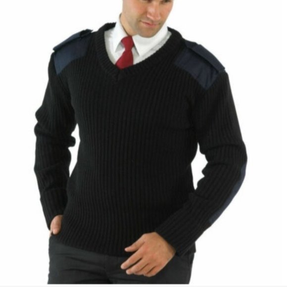 A CUT ABOVE MENS PRO ACRYLIC SECURITY V NECK BLACK SWEATER - Picture 2 of 10